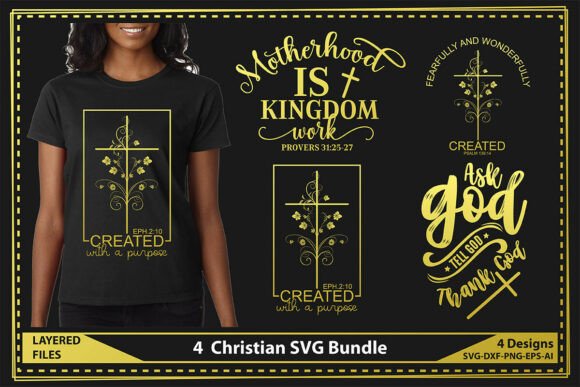 4 Christian SVG Bundle: Perfect for T-Shirt Designs and Graphics