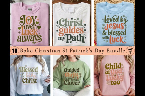 Boho Christian St Patrick’s SVG Bundle for Graphics & T-Shirts