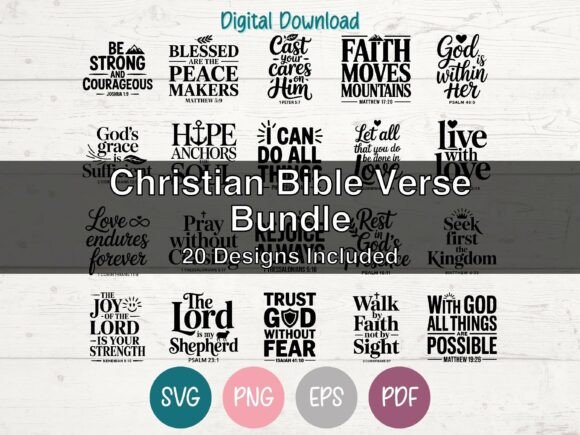 Christian Bible Verse Bundle: Perfect for T-Shirt Designs and Graphics