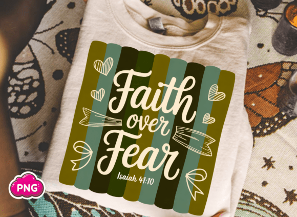 Christian Stripped Faith Over Fear Png: A T-Shirt Design Gem