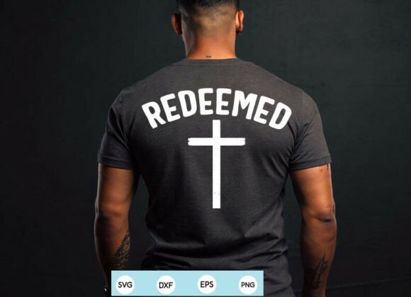 Redeemed PNG Christian Men Cross for T-Shirt Designs and Graphics
