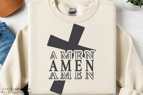 Retro Amen Cross Christian SVG for Graphics and T-Shirt Designs